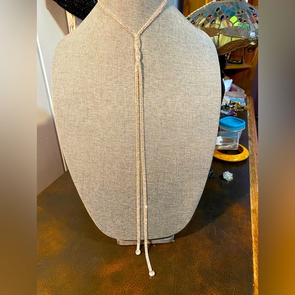 JEWELRY SALE Elegant silver rhinestone necklace twisted bolo tie design,ABS - Picture 7 of 15